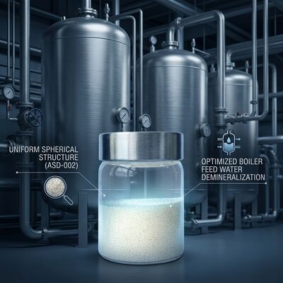 ASD-002 Resina di scambio anionico 99,8% di purezza Mezzi ad alta capacità per il controllo dei nitrati nell'acqua di alimentazione della caldaia