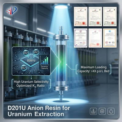 Resina D201U di scambio di anioni a base forte per l'estrazione del metallo dell'uranio con purezza del 99,9% e elevata resistenza meccanica