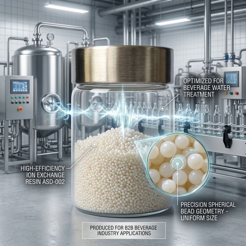 ASD-002 Resina di scambio anionico 99,8% Purezza Perline di base forte per l'industria alimentare Processo di rimozione del nitrato dell'acqua